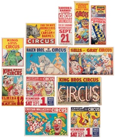 Group of 10 American circus posters. Circa 1950s/60s. Ten c...