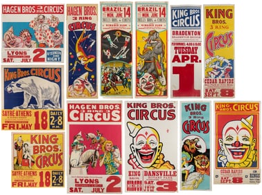 Twelve American circus posters. Twelve color offset and blo...