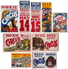 Hoxie Bros. Circus. Group of 10 posters. Circa 1950s/60s. C...