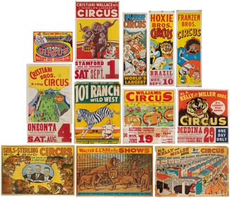Lot of 12 Circus Posters. American, ca. 1950s-60s. Includin...