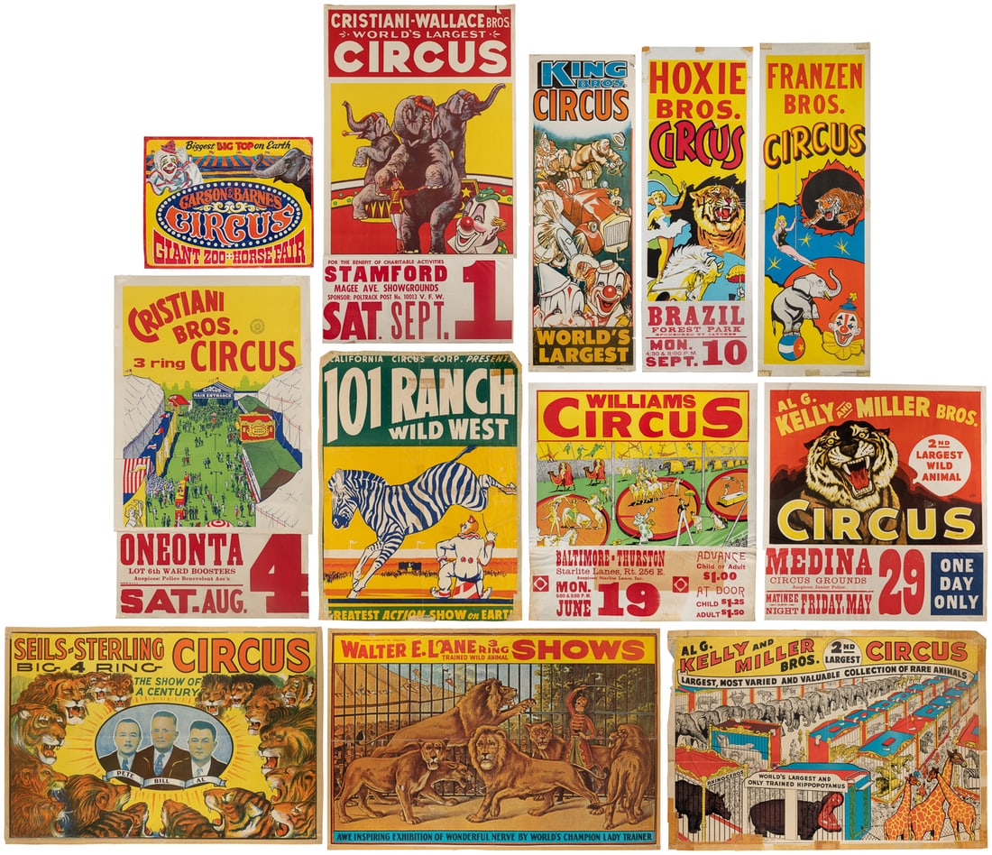 Lot of 12 Circus Posters. American, ca. 1950s-60s. Includin... (1 of 13)