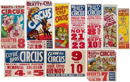Clyde Beatty and Cole Bros. Circus Posters. Group of 15 pos...