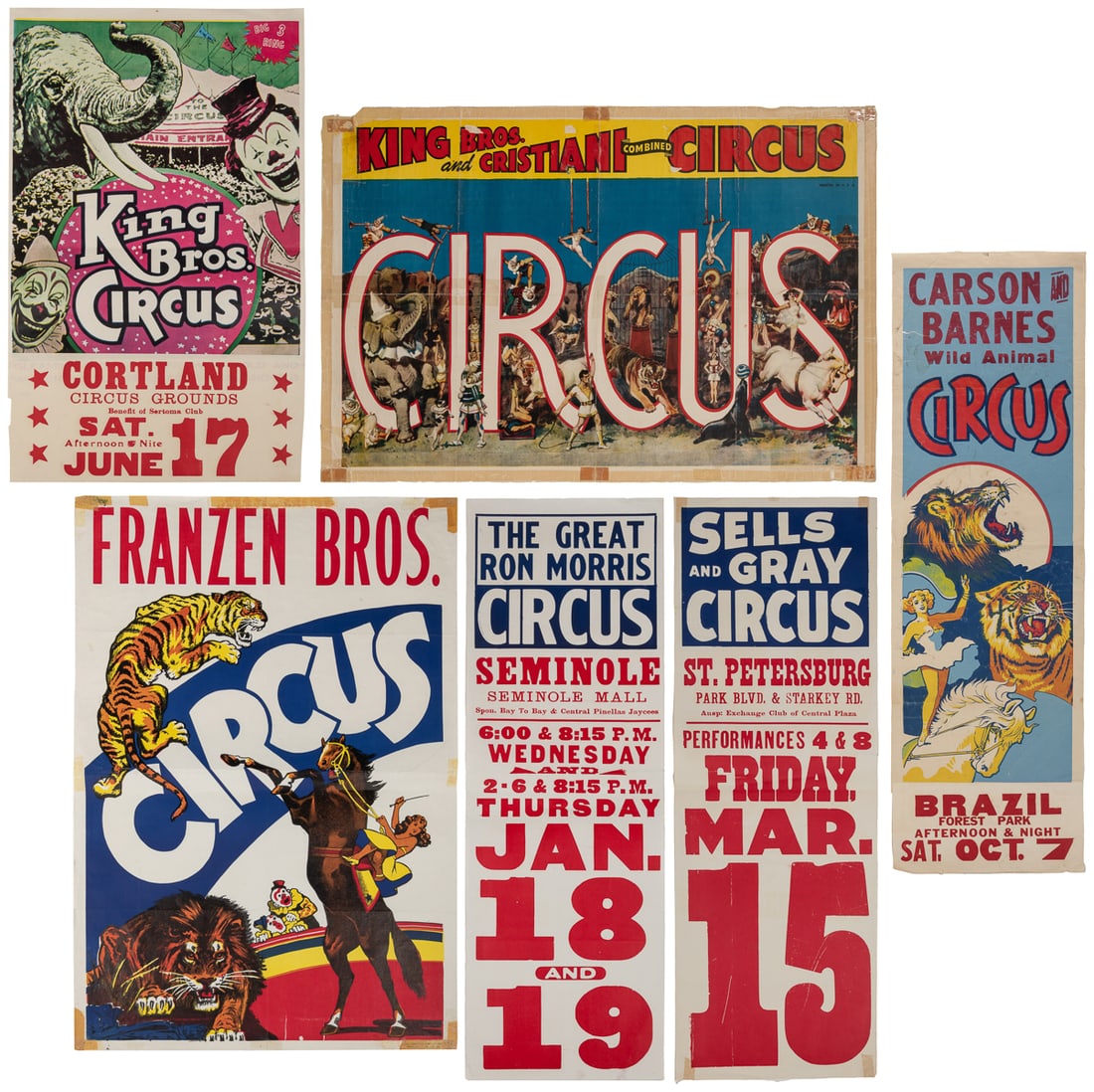Ten Assorted Circus Posters. V.p., ca. mid-20th century. Ci... (1 of 7)