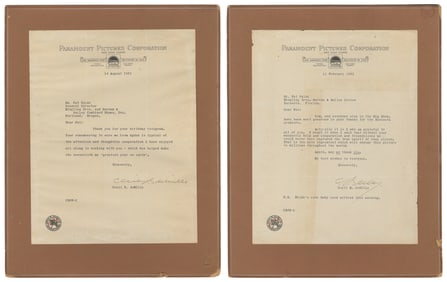 DEMILLE, Cecil B. (1881 – 1959). Two TLSs to Pat Valdo. Hol...