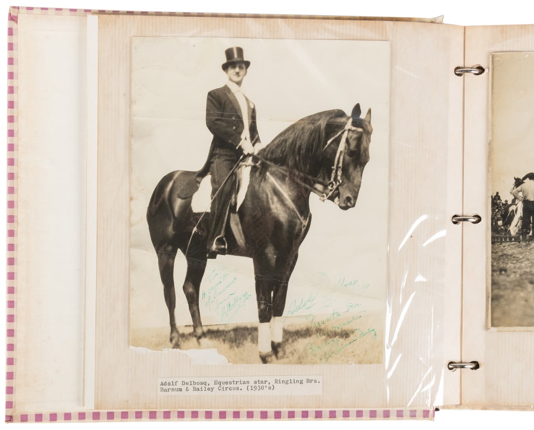 Ringling Bros. and Barnum & Bailey binder of ephemera. Circ...: Ringling Bros. and Barnum & Bailey binder of ephemera. Circa 1940s-70s. Over 100 items, mounted loosely on pages under clear overlays, including autographed photos of Rudy Rudynoff and others, route c