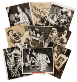 JACOBS, Lou. Group of 13 photos, one signed. Bulk 1940s. In...