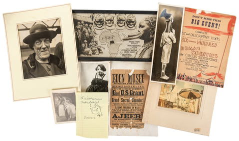 [SIDESHOW]. Group of photos and ephemera. Late 19th-mid-20t...