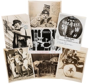 [CIRCUS AUTOGRAPHS]. Group of 8 signed items. Including: an...