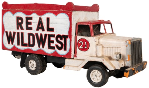 Real Wild West Model Circus Truck. Painted wood and metal m...