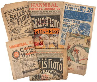 Sells-Floto Circus. Group of 7 programs, herald, and courie...