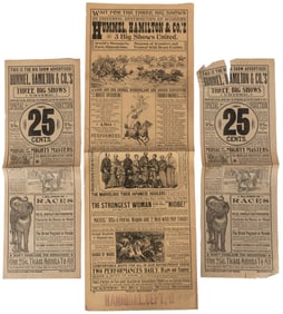 Hummel, Hamilton & Co. Three Big Shows. Three circus herald...