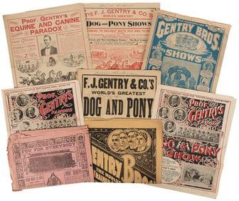 Gentry Bros. / Prof. Gentry’s Shows. Group of 7 couriers. V...