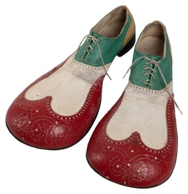 Pair of Vintage Leather Clown Shoes. Mid-20th century. Clow...