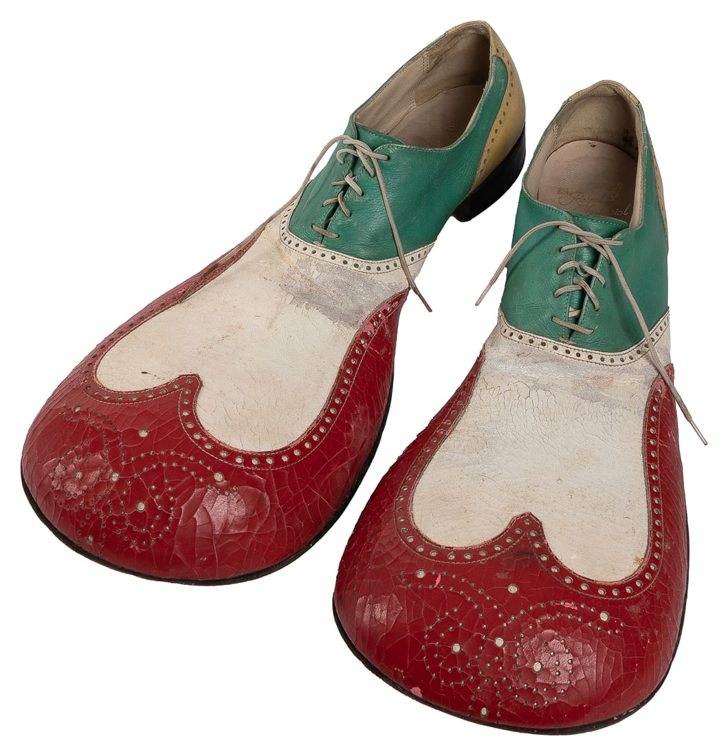 Pair of Vintage Leather Clown Shoes. Mid-20th century. Clow... (1 of 4)