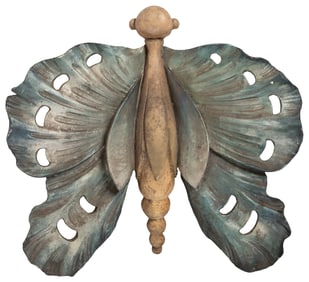 Carved Wooden Moth / Butterfly Circus Ornament. 20th centur...