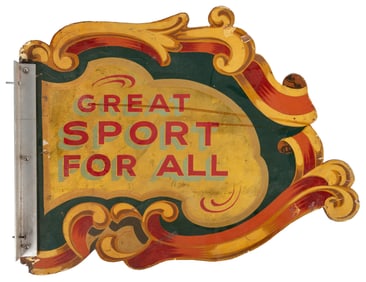 Hand-Painted Carnival Arcade Sign. Wooden double-sided meta...