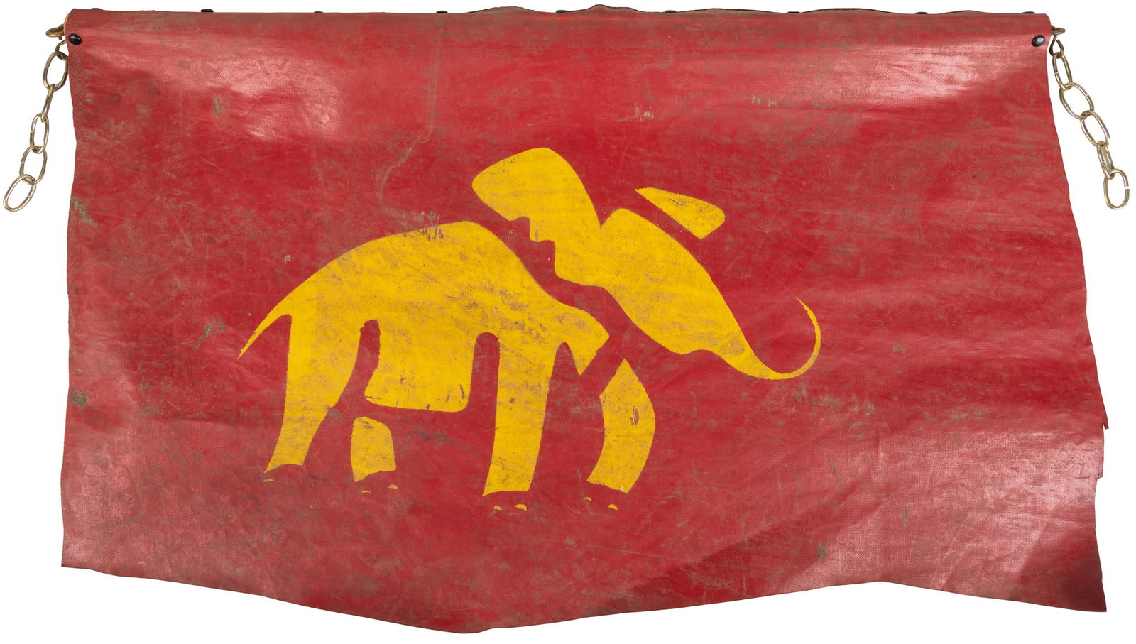 Circus Elephant Vinyl Banner. Red vinyl banner on wooden ba... (1 of 1)