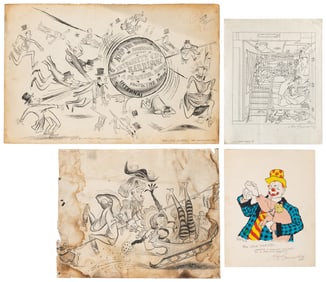 BALLANTINE, Bill (1910-1999). Four pieces of circus illustr...