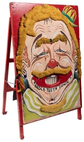 Knock the Teeth Carnival Game. 20th century. Painted canvas...