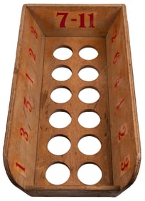 [CARNIVAL GAMES]. Wooden “7 – 11” Ball-Toss Game Board. [N....