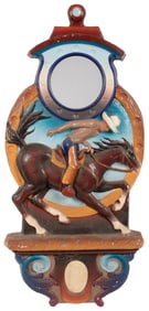 Western Rodeo Cowboy Relief Carousel Plaque with Mirror. Ci...