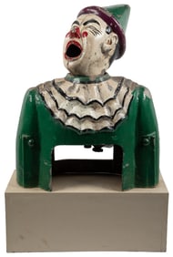[CARNIVAL GAMES]. Cast Aluminum Clown Figure Topper for Bal...