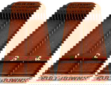 [CARNIVAL GAMES]. Pair of “Roll – Em – Down” Ball Play Boar...