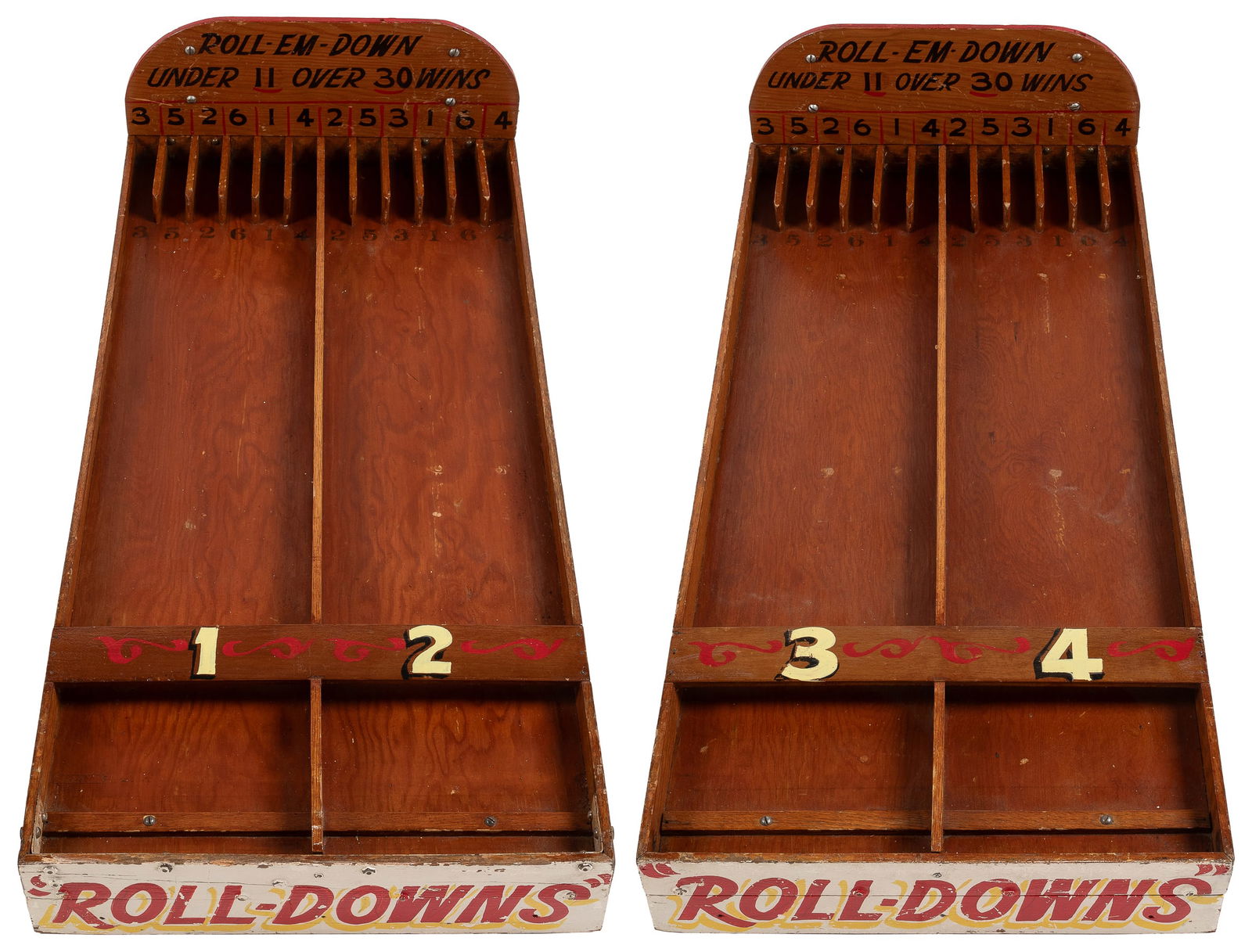 [CARNIVAL GAMES]. Pair of “Roll – Em – Down” Ball Play Boar... (1 of 5)