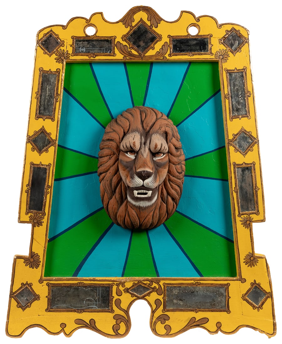 Lion Carousel / Fairground Wooden Panel. 20th century. Lion... (1 of 1)