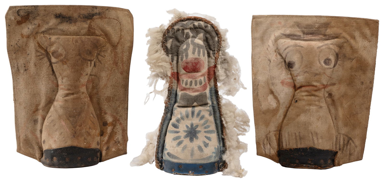Three Carnival Knock-Down “Punk” Dolls. 20th century. Paint... (1 of 2)