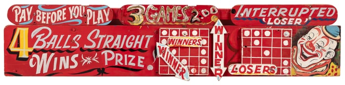 Carnival Game Advertising Sign. 20th century. Painted horiz...