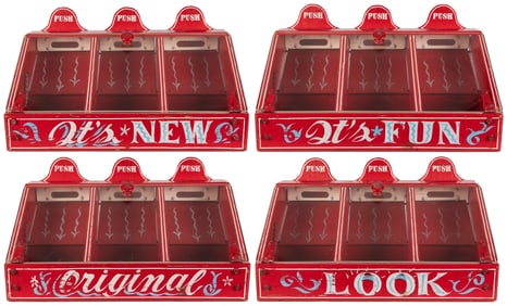 Set of Four Painted Carnival Game Cabinets. 20th century. R...