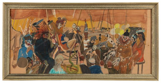 ARTIST UNKNOWN. [Circus Entertainers]. Circa 1930s-40s. Gou...