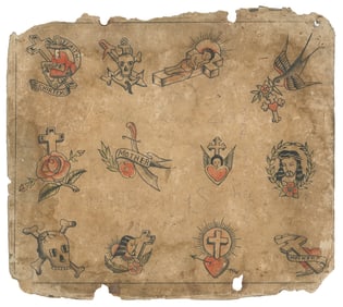 Divine Tattoo Flash Sheet. The Bowery, New York, early 20th...