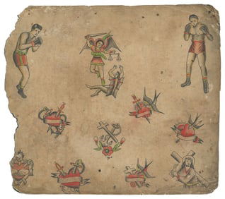 American Traditional Tattoo Flash Sheet. The Bowery, New Yo...