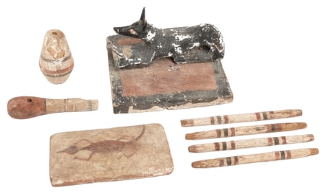Ancient Egyptian Tomb Artifacts. Including: a Canopic jar c...