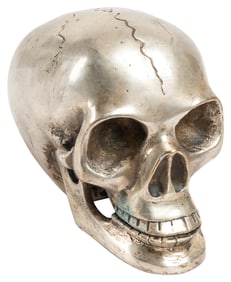 Silver Plated Memento Mori Desk Skull. Circa early to mid-2...