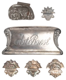 Group of 6 Casket Plaques. Circa early 20th century. Includ...