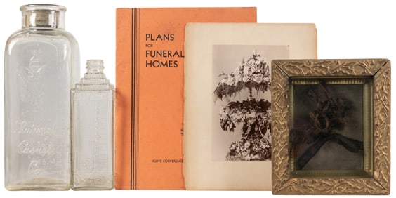 [FUNERALIA]. Six funeral-related items. Including: an antiq...