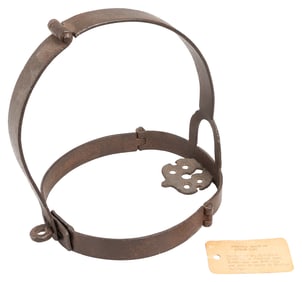 A Brank or Scold’s Mask. Wrought iron headpiece, likely a 1...