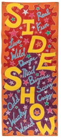Contemporary sideshow banner. Painted canvas. 69 ½ x 29”.