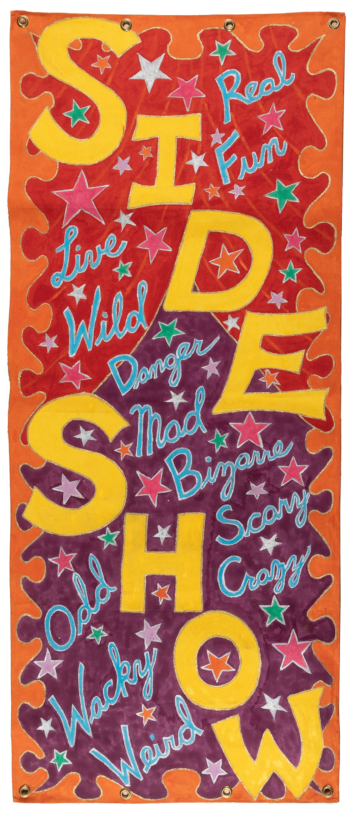Contemporary sideshow banner. Painted canvas. 69 ½ x 29”. (1 of 1)