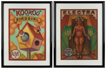 SCIACCA, Thomas (after). Two sideshow banner prints. Color ...