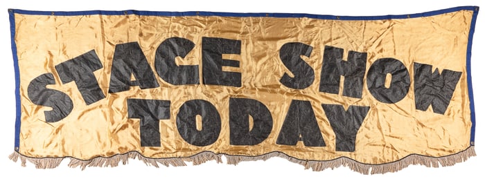Stage Show Today Banner. Circa 1940s-50s. Embroidered thin ...