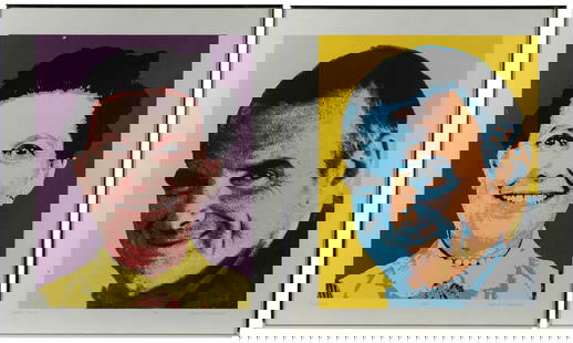 SCHREINER, Charles P. (20th century). Pop Art Portraits of ...: SCHREINER, Charles P. (20th century). Pop Art Portraits of Charles and Ray Eames. 1960s. Signed to the lower margins. Both numbered 2/50. Two color serigraph portraits of Charles and Ray Eames,