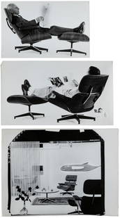 EAMES, Charles (American, 1907-1978). “Soft Seating” Catalo...: EAMES, Charles (American, 1907-1978). “Soft Seating” Catalog Images. 1956. Three test images for the Herman Miller Furniture Catalog, “Soft Seating”. Photos feature the