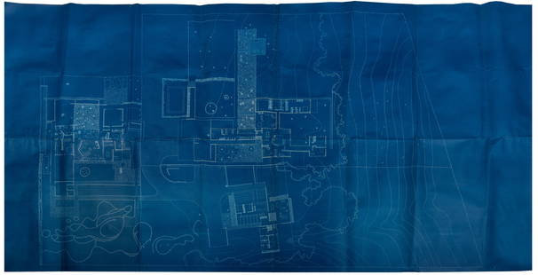 Blueprints for a Group of Alexander Girard Houses, Inscribe...: Blueprints for a Group of Alexander Girard Houses, Inscribed Verso,”Girards Houses”. Not dated. Together with Design for “Exhibition for Modern Living. Great Hall Area. Detroit