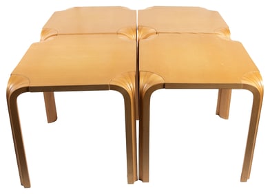 Stool X601 (Fan Leg) for Artek by Alvar Aalto. Set of 4. Fi...
