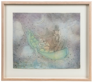 Abraham Lincoln with Two Children in a Flying Peapod. Untit...
