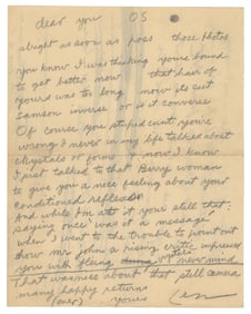 LYE, Len (New Zealand, 1901-1980). Autograph Letter Signed....